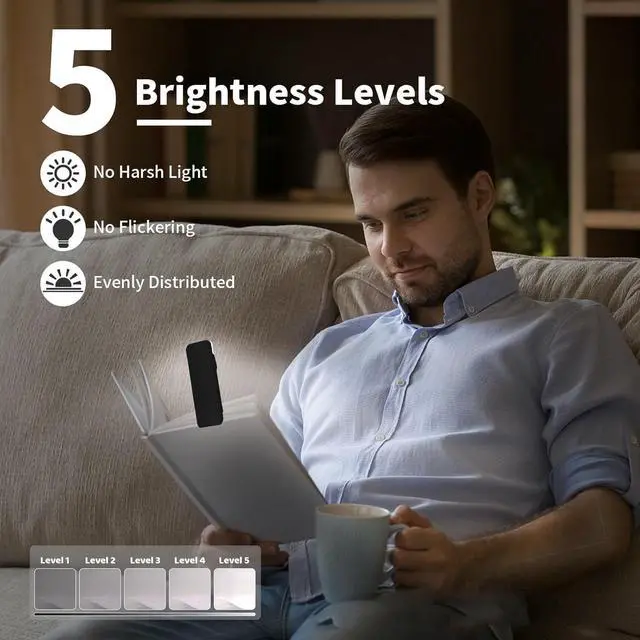 Alt view image 3 of 7 - Foldable LED Desk Lamp with 3 Color Modes, USB Rechargeable Clip on Book Reading Light, Lightweight Reading Lamp with 80H Runtime, Ideal for Home, Office, and Travel