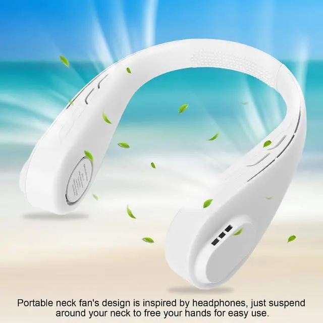 Alt view image 3 of 7 - Mini Fan Portable Mini Fan, USB Rechargeable Bladeless Personal Fan, Hanging Neck Fan for Outgoing/Hiking/Camping/Sports Handheld Fan Silent (White)