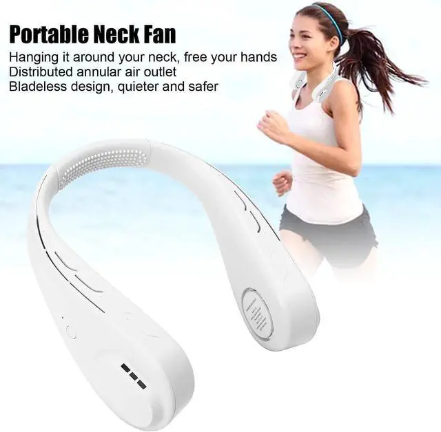 Alt view image 5 of 7 - Mini Fan Portable Mini Fan, USB Rechargeable Bladeless Personal Fan, Hanging Neck Fan for Outgoing/Hiking/Camping/Sports Handheld Fan Silent (White)