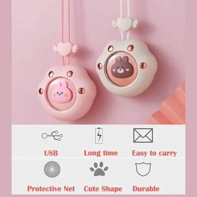 Alt view image 2 of 5 - Portable Fan for Travel, Mini USB Rechargeable Neck Fan with Adjustable Lanyard, 3 Wind Speed Hands Free Personal Fan with Multiple Usages,D (B)