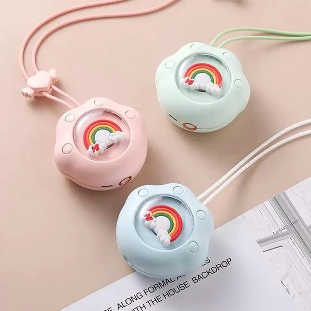 Alt view image 4 of 5 - Portable Fan for Travel, Mini USB Rechargeable Neck Fan with Adjustable Lanyard, 3 Wind Speed Hands Free Personal Fan with Multiple Usages,D (B)
