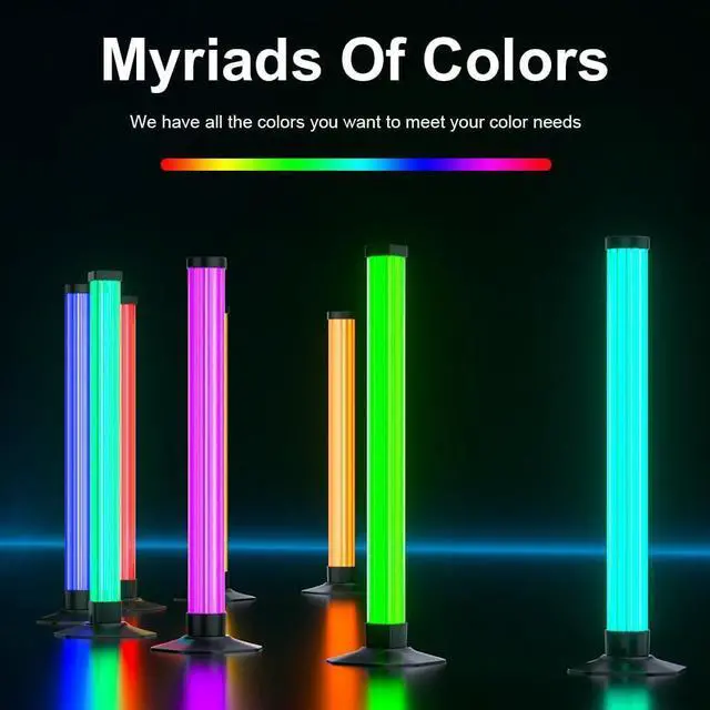 Alt view image 2 of 7 - RGB Desktop Light, 360-Degree Ambient Lighting, App Control, Bluetooth Speaker, 1000 Lumens, 2-Pack (Round-Style Light Column, Height: 17 inches)