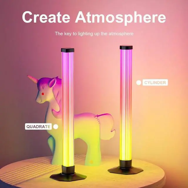 Alt view image 3 of 7 - RGB Desktop Light, 360-Degree Ambient Lighting, App Control, Bluetooth Speaker, 1000 Lumens, 2-Pack (Round-Style Light Column, Height: 17 inches)