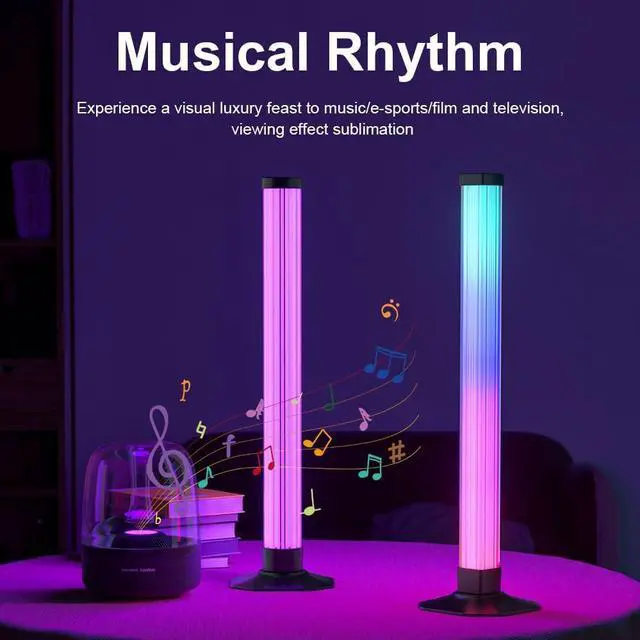 Alt view image 4 of 7 - RGB Desktop Light, 360-Degree Ambient Lighting, App Control, Bluetooth Speaker, 1000 Lumens, 2-Pack (Round-Style Light Column, Height: 17 inches)