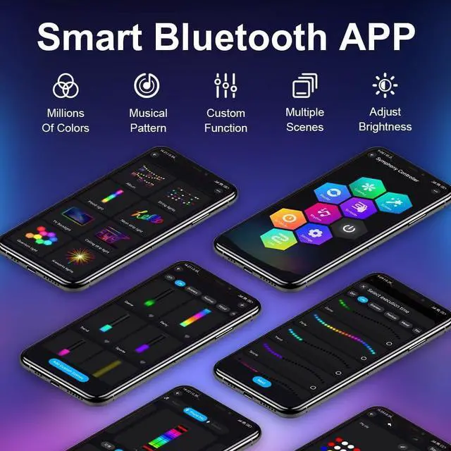 Alt view image 6 of 7 - RGB Desktop Light, 360-Degree Ambient Lighting, App Control, Bluetooth Speaker, 1000 Lumens, 2-Pack (Round-Style Light Column, Height: 17 inches)