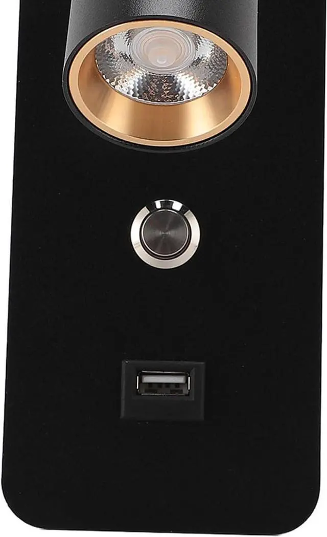 Alt view image 3 of 7 - LED Wall Lamp Wall Mounted Reading Light, USB Charging Port and Button Switch, for Bedside Reading Bedroom Living Room 4000K Rotatable Hardwired
