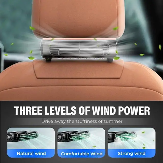 Alt view image 5 of 7 - Car Cooling Fans for Backseat, 2025 New Car Fans for Backseat for Kids, Powerful Car Fan USB Powered, 3 Speeds Portable Headrest Car Seat Cooling Fan for Vehicle Van Truck SUV RV (2)
