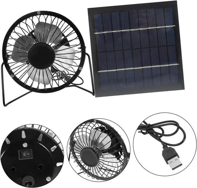 Alt view image 4 of 7 - balacoo 3sets Solar Panel Cooling Fan Kit for Pets Lightweight Solar Powered Fan Base for Outdoor Use Ventilation for Animal