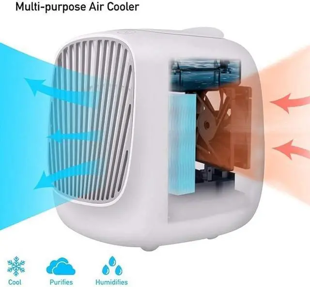 Alt view image 2 of 7 - Portable Air Cooler,7 Colors LED USB Cooler Fan Air Cooling Fan Rechargeable Fan for Office Room