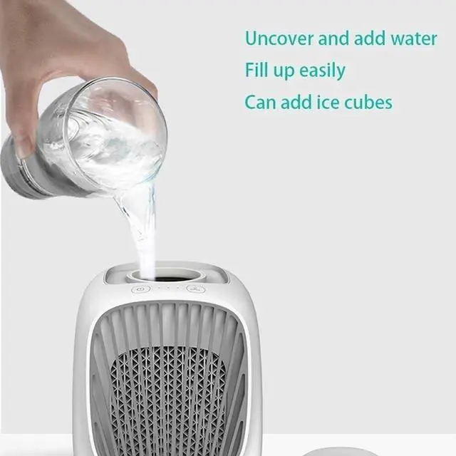 Alt view image 3 of 7 - Portable Air Cooler,7 Colors LED USB Cooler Fan Air Cooling Fan Rechargeable Fan for Office Room