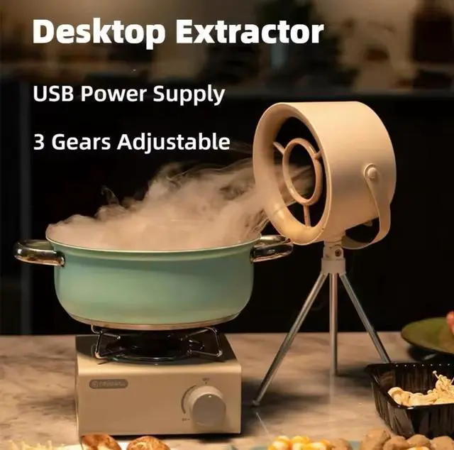 Alt view image 2 of 7 - Portable Desktop Exhaust Fan, USB Powered, 3-Speed, Mini Range Hood with Removable Filter