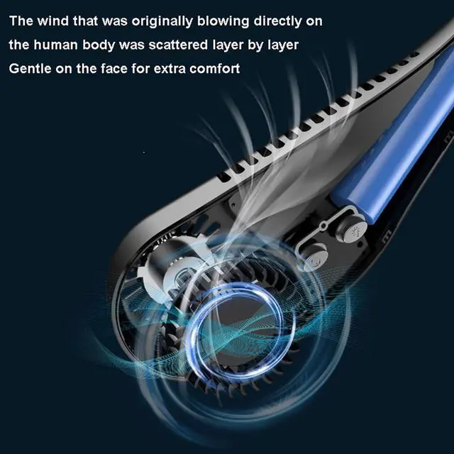 Alt view image 2 of 6 - Necklace Fan, Bladeless Wearable Fan Outdoor Sports Portable Cooling Neck Fan USB Fan,Mobile Charging Fan with Colorful Lights,Black (Pink)