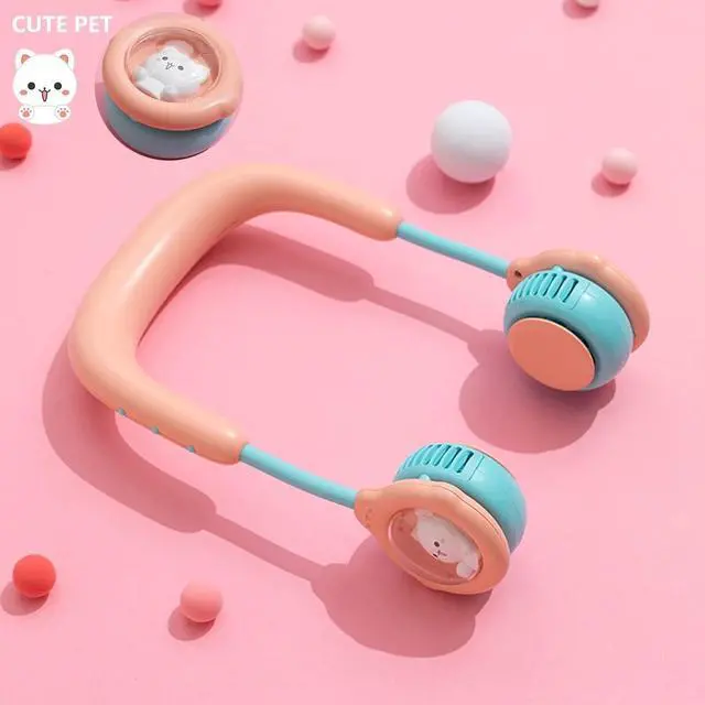 Alt view image 7 of 7 - Portable Hanging Neck Fan for Kids Children, Mini USB Rechargeable Neckband Cooling Fan Hands Free, Cute Lightweght Lazy Fan Silent Personal Air Cooler for Girls Boys Students Outdoor Sports Pink