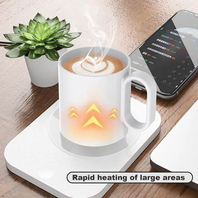 Alt view image 3 of 7 - Coffee Mug Warmer, USB Coffee Mug Warmer with Auto Shut Off & 3-Temp Settings Mug Warmer for Desk, Coffee Cup Warmer for Coffee, Beverage, Candle, Milk, Tea (White)