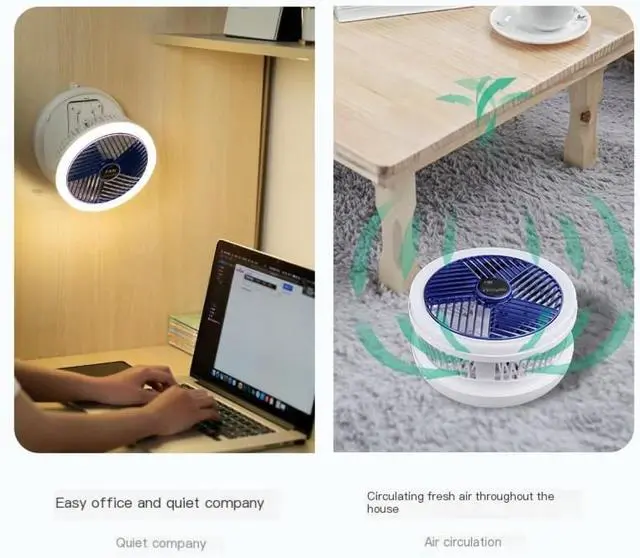 Alt view image 7 of 7 - Retractable and Foldable Hanging Cooling Fan, Rechargeable Portable Fan,360° Rotation & 4 Speeds Strong Wind Portable Fan, for Golf Cart Camping Tent Office Desk (Blue)