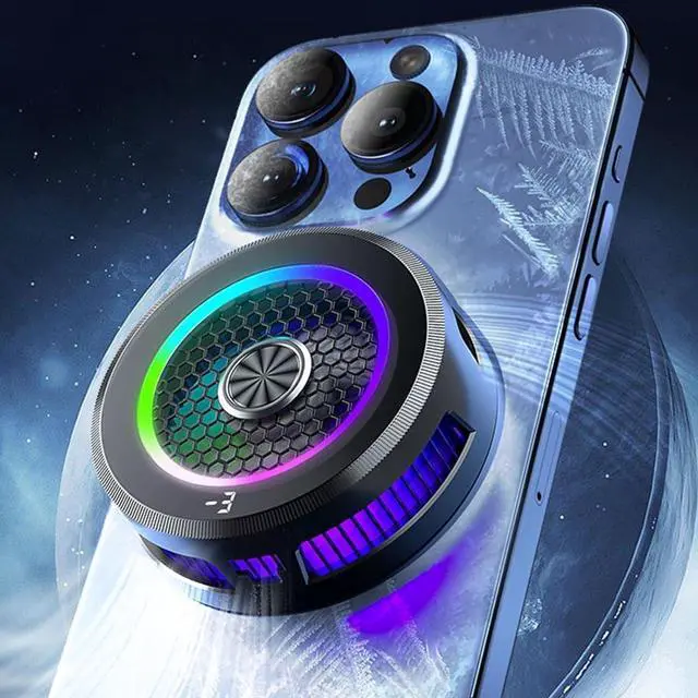 Alt view image 2 of 5 - Mobile Phone Radiator - Magnetic Cell Phone Radiator,Portable Phone Cooler with Digital Display, Semiconductor Cell Phone Cooling Fan, RGB Cell Phone Cooler for Games