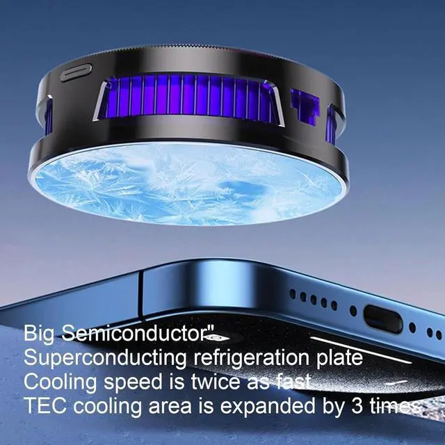 Alt view image 3 of 5 - Mobile Phone Radiator - Magnetic Cell Phone Radiator,Portable Phone Cooler with Digital Display, Semiconductor Cell Phone Cooling Fan, RGB Cell Phone Cooler for Games