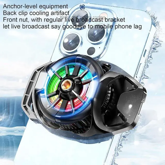 Alt view image 3 of 4 - Cell Phone Cooler | Portable Cellphone Cooling Case,Wireless Phone Cooler Fan with Flashing Light, Rechargeable Phone Semiconductor Cooling Fan Back Clip for Games