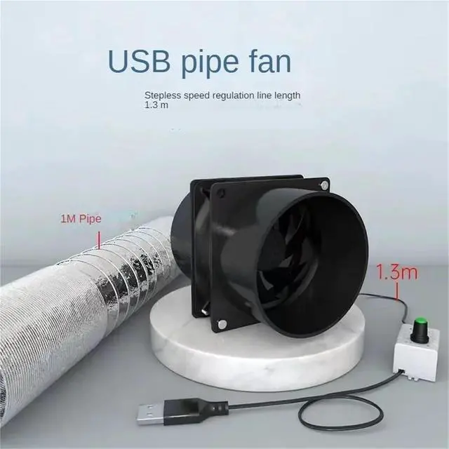 Alt view image 3 of 4 - Ventilation Fan, USB Adjustable Speed Solder Smoke Absorber ESD Fume Extractor Fan Pipe Duct Exhuast With 1M Tub Ventilation,Bathroom fan