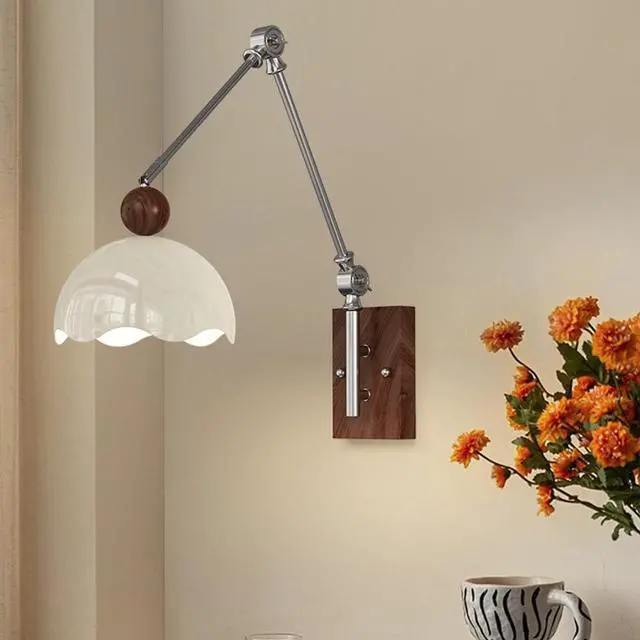 Alt view image 4 of 5 - Wireless Wall Light Battery Indoor Swivel arm Wall lamp Without Power Connection with Remote Control dimmable Long arm Reading Lamps Wall Adjustable Metal arm Bedside lamp,B (B)