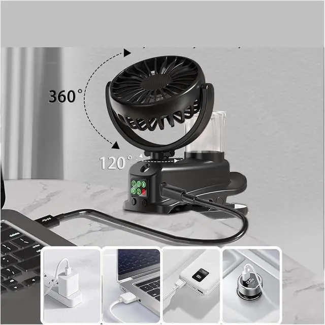 Alt view image 4 of 4 - Electric Clip Fan With Spray Rechargeable Quiet Desk Fan Outdoor Portable Fit For Fan Small Cooling Ventilador Air Cooler(WHITE)
