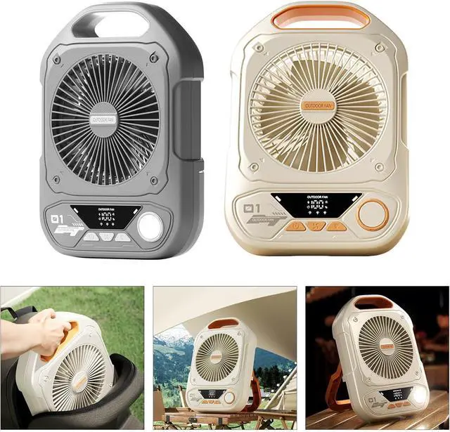 Alt view image 2 of 7 - Fans, Low Noise Rechargeable Fan Battery Operated Fan with Integrated LED Light for Outdoor Camping and Indoor Desk Use