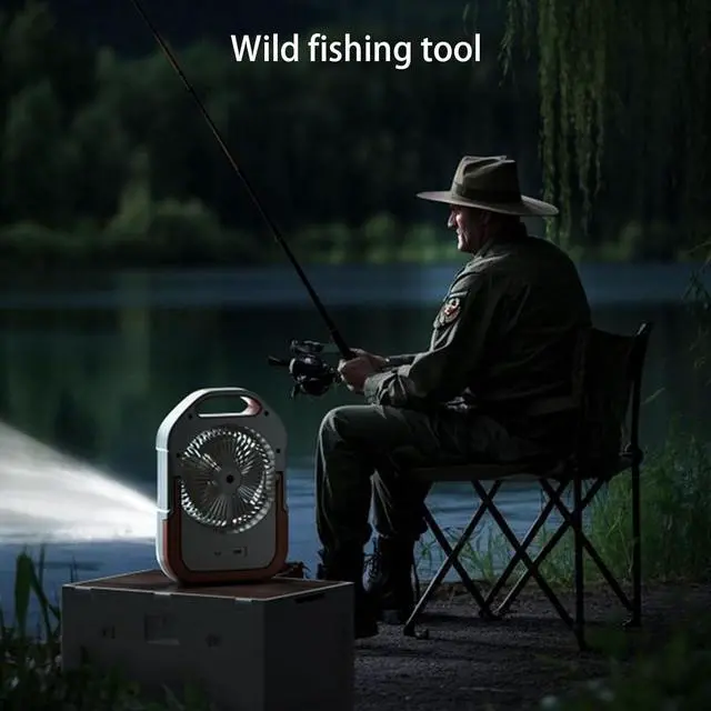 Alt view image 4 of 7 - Fans, Low Noise Rechargeable Fan Battery Operated Fan with Integrated LED Light for Outdoor Camping and Indoor Desk Use