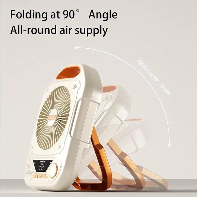 Alt view image 5 of 7 - Fans, Low Noise Rechargeable Fan Battery Operated Fan with Integrated LED Light for Outdoor Camping and Indoor Desk Use