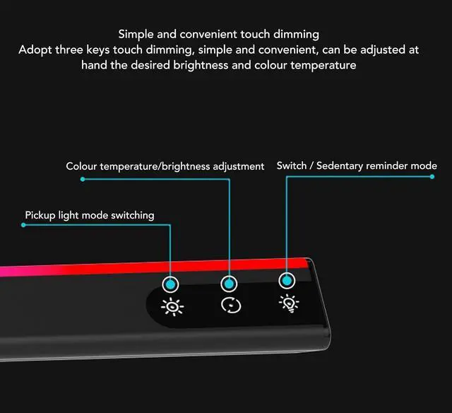 Alt view image 6 of 7 - Computer Light Bar: Monitor Lamp Bar with RGB Backlit Music Sync, 5 Color Temperature Stepless Dimmable Touch Control LED PC Screen Lamp for Desk, Office, Home and Gaming