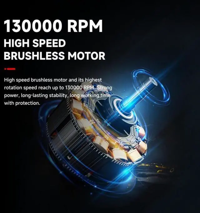 Alt view image 3 of 7 - Fafeicy Super Powerful Fan Brushless Motor Air Blower 130000RPM Handheld Electric for Cleaning Computer Keyboard