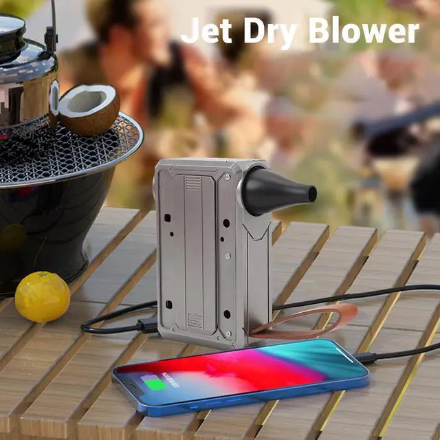 Alt view image 3 of 7 - Dust Blower, High Speed Turbo Fan Jet Dry Blower LED Light Design Electric Air Duster Portable Power Bank Mini Turbo Fan for Car Computers Keyboard Camera