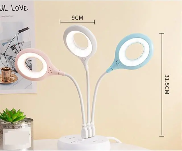 Alt view image 4 of 4 - Small Black Table lamp Portable Desk Lamp LED Light for Computer Laptop Ring Eye Care Led Lamp Desk Lamp (Color : Blue) ()