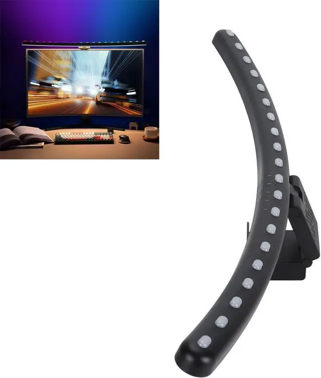 Alt view image 4 of 7 - Computer Monitor Light Bar, Computer Light Strip 5V Angle Adjustable Timing Function Eye Control Step Less Dimmable for Students for Games