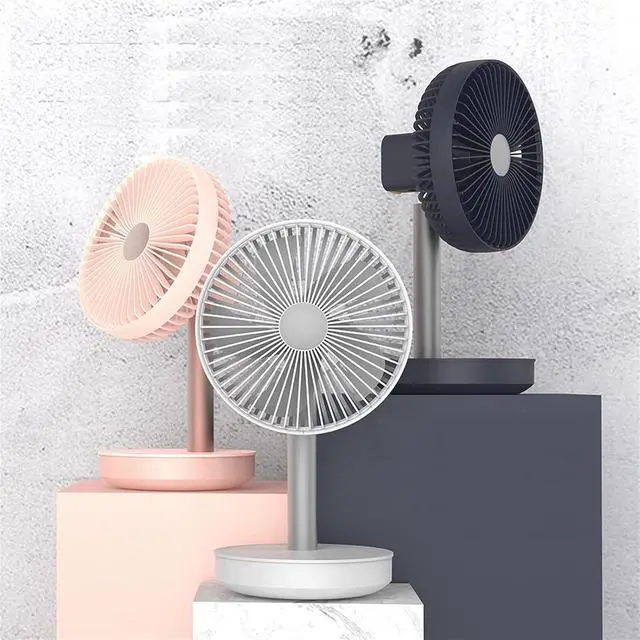 Alt view image 3 of 7 - Portable Desktop Fan, Outdoor Camping Silent Two-Way Charging 4000mAh Office Dormitory Home Enhanced 5 Fan Blade Mobile Fan (Color : Pink)