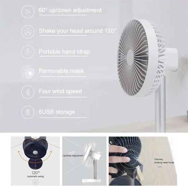 Alt view image 5 of 7 - Portable Desktop Fan, Outdoor Camping Silent Two-Way Charging 4000mAh Office Dormitory Home Enhanced 5 Fan Blade Mobile Fan (Color : Pink)