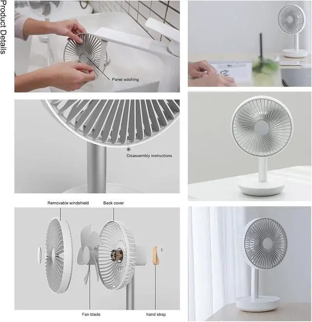 Alt view image 7 of 7 - Portable Desktop Fan, Outdoor Camping Silent Two-Way Charging 4000mAh Office Dormitory Home Enhanced 5 Fan Blade Mobile Fan (Color : Pink)