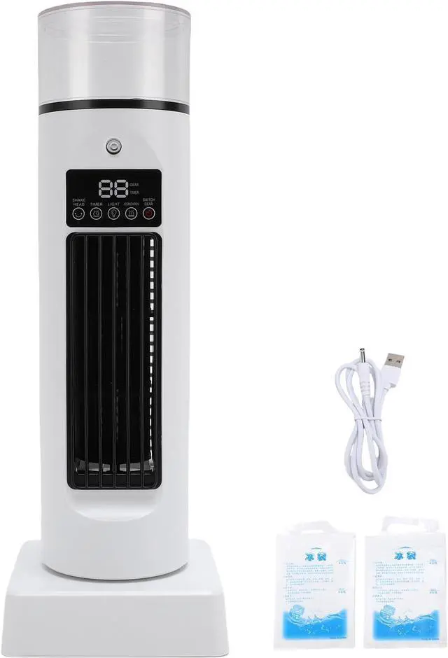 Main image of Desktop Tower Fan, USB Table Bladeless Tower Cooling Misting Fan, 6 Speeds, 6H Timing, 7 Color Night Light, 2 Ice Pack, Humidifier for Bedroom Dormitory