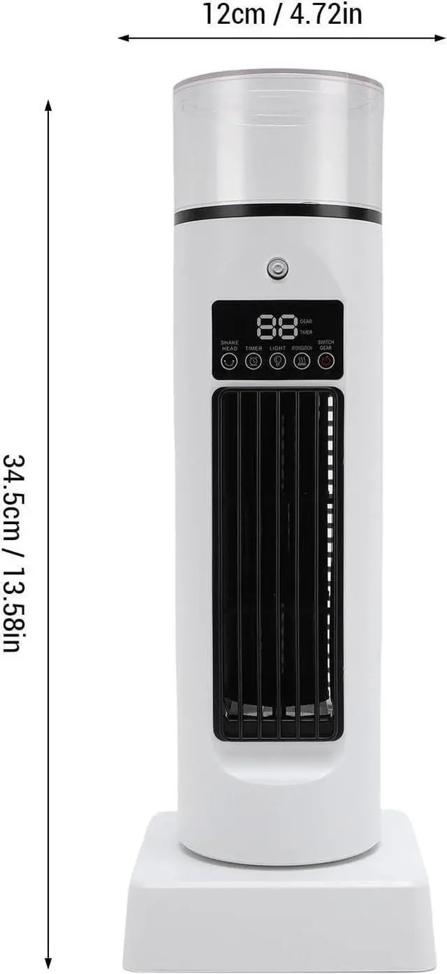 Alt view image 7 of 7 - Desktop Tower Fan, USB Table Bladeless Tower Cooling Misting Fan, 6 Speeds, 6H Timing, 7 Color Night Light, 2 Ice Pack, Humidifier for Bedroom Dormitory
