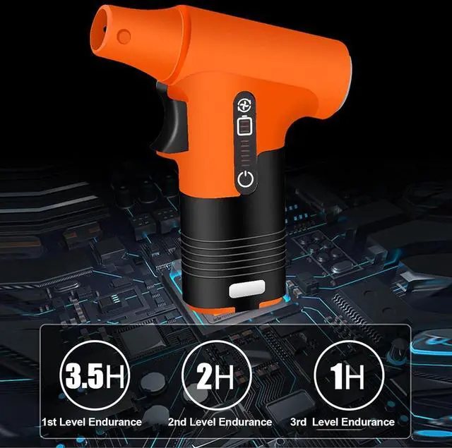 Alt view image 6 of 7 - Asixxsix Mini Turbo Fan, Cordless Portable Electric Blower, 120000rpm Rechargeable Handheld Fan with 3 Speed, USB C Fast Charging, for Electronics Cleaning, Computers, Outdoors (Orange)