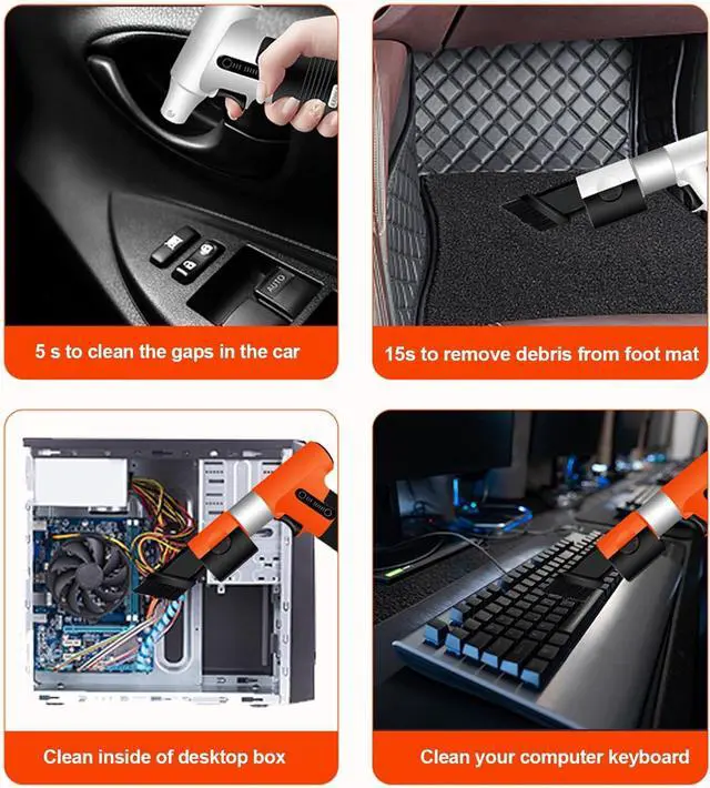 Alt view image 7 of 7 - Asixxsix Mini Turbo Fan, Cordless Portable Electric Blower, 120000rpm Rechargeable Handheld Fan with 3 Speed, USB C Fast Charging, for Electronics Cleaning, Computers, Outdoors (Orange)