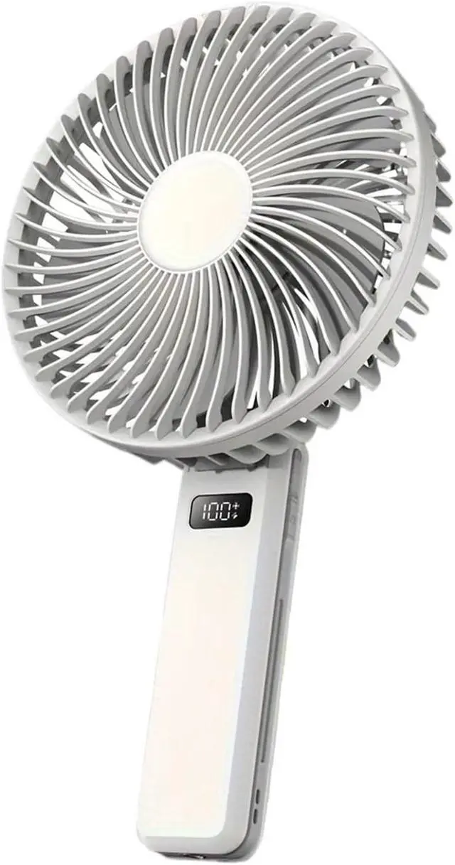 Alt view image 2 of 6 - Hand-held Big Head Fan Household Outdoor Desktop Small Fan Portable Folding 4000ma Long Endurance 4 Speed Small Fan(Gray)