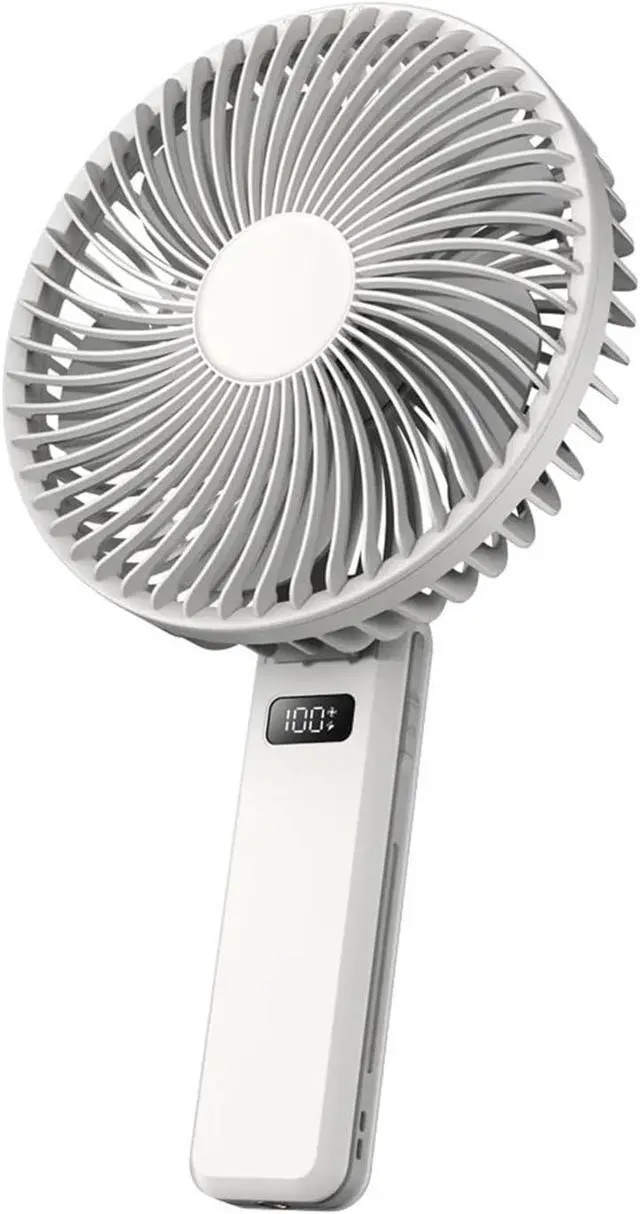 Alt view image 3 of 6 - Hand-held Big Head Fan Household Outdoor Desktop Small Fan Portable Folding 4000ma Long Endurance 4 Speed Small Fan(Gray)