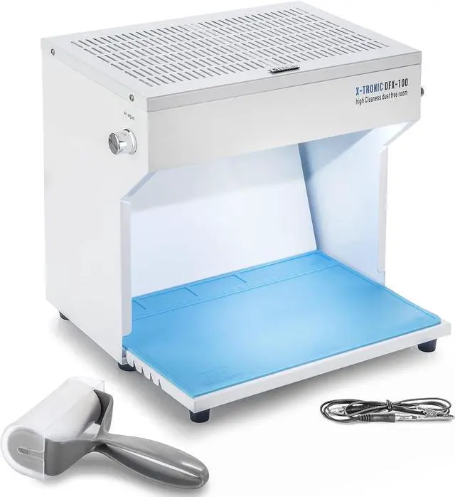 Main image of X-Tronic Model #DFX-100  20 Watt Compact Dust Free Room  Adjustable Fan Speed  Adjustable Dust Detection and Work Light  Work Table w/Silicone Work Mat  Antistatic Alligator Clip  Lint Roller