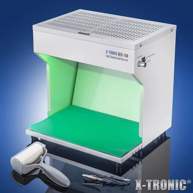 Alt view image 3 of 7 - X-Tronic Model #DFX-100  20 Watt Compact Dust Free Room  Adjustable Fan Speed  Adjustable Dust Detection and Work Light  Work Table w/Silicone Work Mat  Antistatic Alligator Clip  Lint Roller