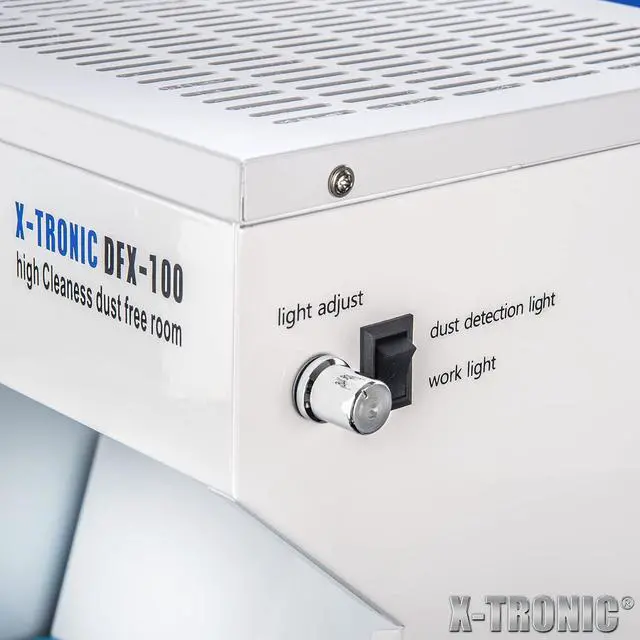 Alt view image 4 of 7 - X-Tronic Model #DFX-100  20 Watt Compact Dust Free Room  Adjustable Fan Speed  Adjustable Dust Detection and Work Light  Work Table w/Silicone Work Mat  Antistatic Alligator Clip  Lint Roller