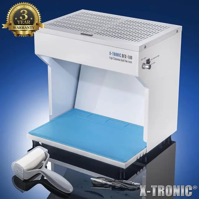 Alt view image 2 of 7 - X-Tronic Model #DFX-100  20 Watt Compact Dust Free Room  Adjustable Fan Speed  Adjustable Dust Detection and Work Light  Work Table w/Silicone Work Mat  Antistatic Alligator Clip  Lint Roller