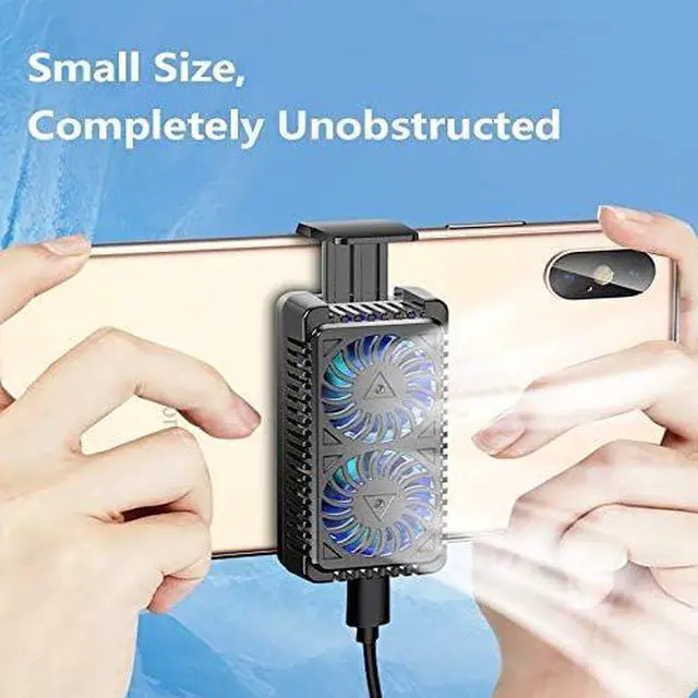 Alt view image 2 of 7 - Mobile Phone Cooler Handheld Radiator Support Most Mobile Phones Cooling Fan Holder Heatsink Stand for Gaming