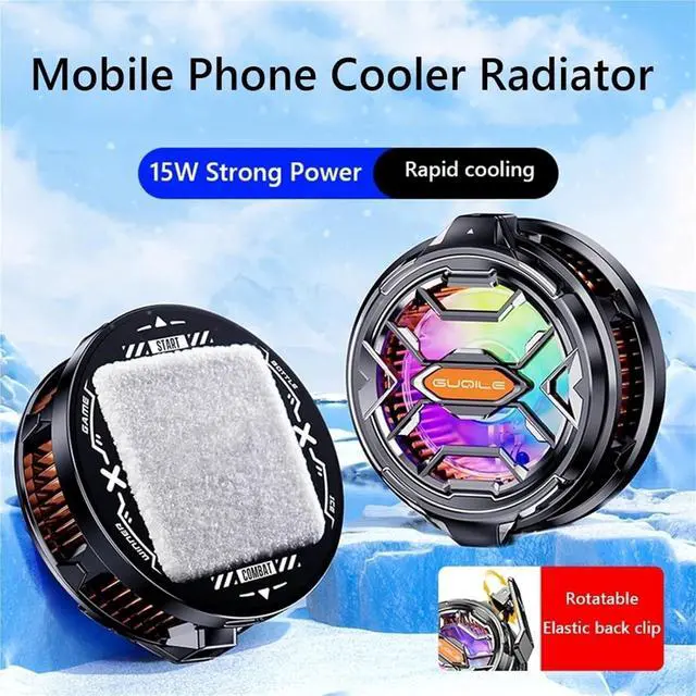 Alt view image 4 of 4 - Magnetic & Rotatable Back Clip Semiconductor Mobile Phone Cooler Radiator Strong Cooling RGB Cell Phone Cooler Phone Cooling Fan