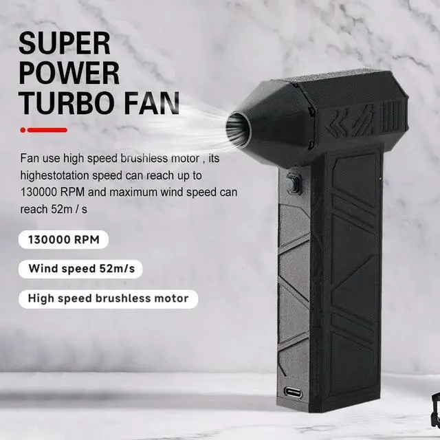Alt view image 2 of 7 - Mini Jet Fan, Jet Dry Blower, 130000 RPM Turbo Powered Mini Portable Blower, Wind Speed 52m/s, for PC Keyboard Electronics Cleaning, Car Dust Cleaning, BBQ Camping
