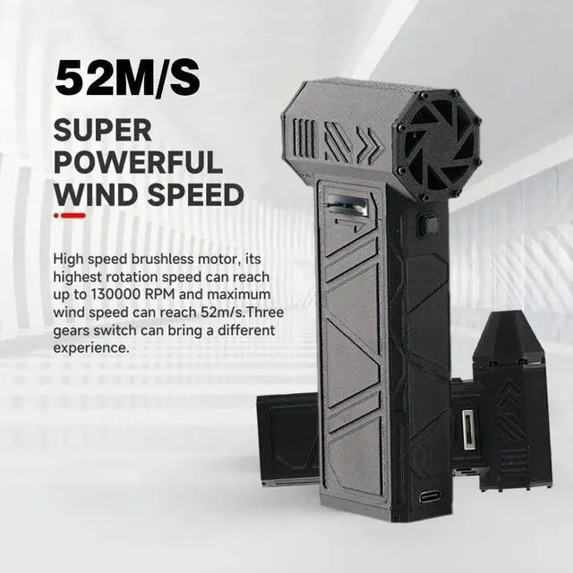 Alt view image 3 of 7 - Mini Jet Fan, Jet Dry Blower, 130000 RPM Turbo Powered Mini Portable Blower, Wind Speed 52m/s, for PC Keyboard Electronics Cleaning, Car Dust Cleaning, BBQ Camping